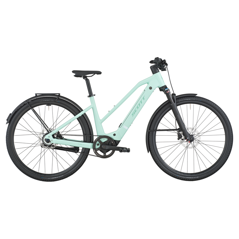 Scott Passage 10 Belt Slope eHybrid Bike in Mint Green