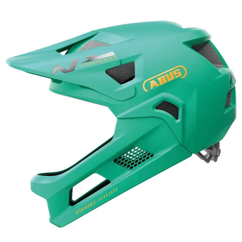 Abus YouDrop FF Kids' Full Face Mountain Bike Helmet in Sage Green