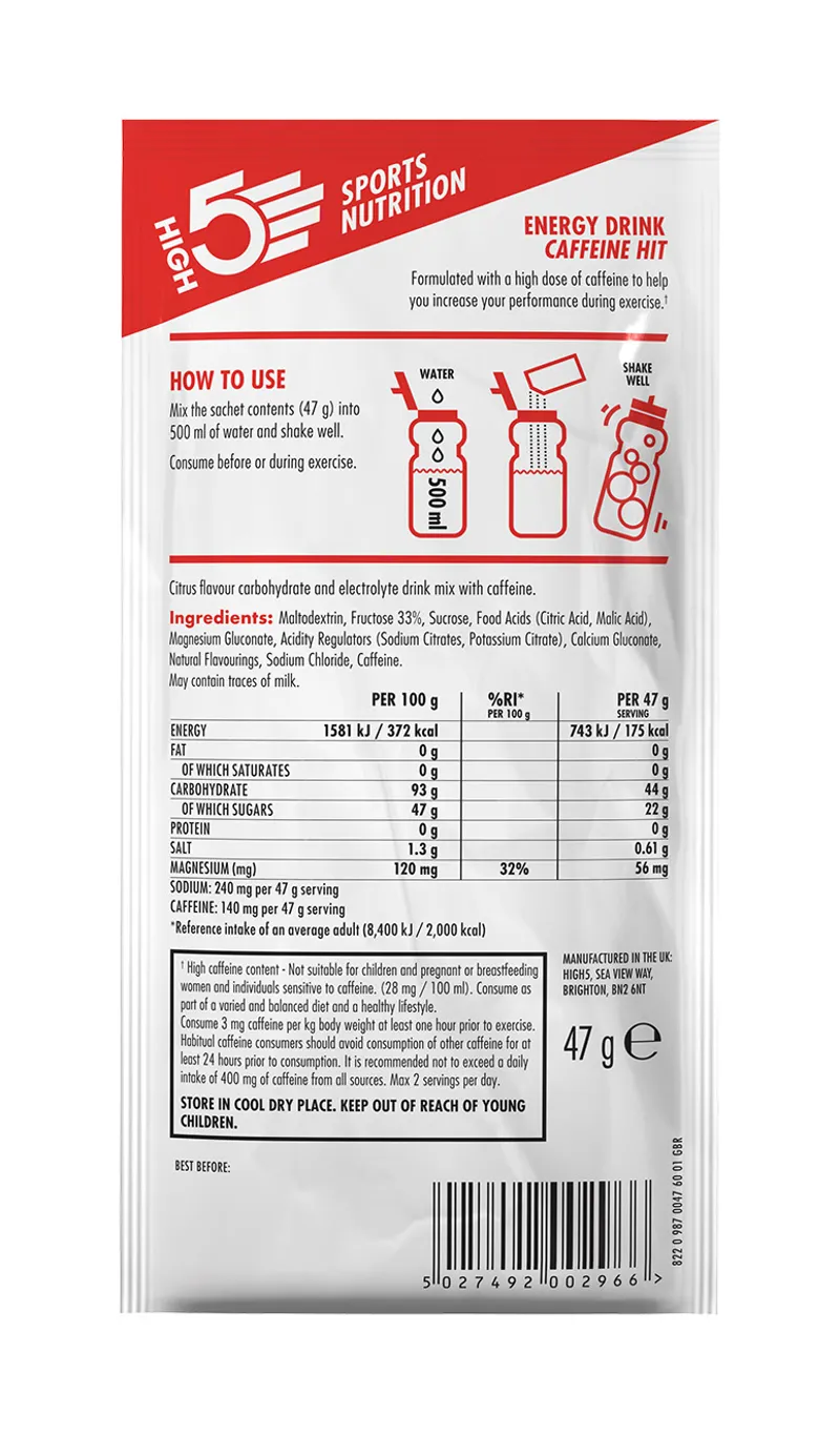 High5 Energy Drink Caffeine Hit Citrus Sachets in White-2