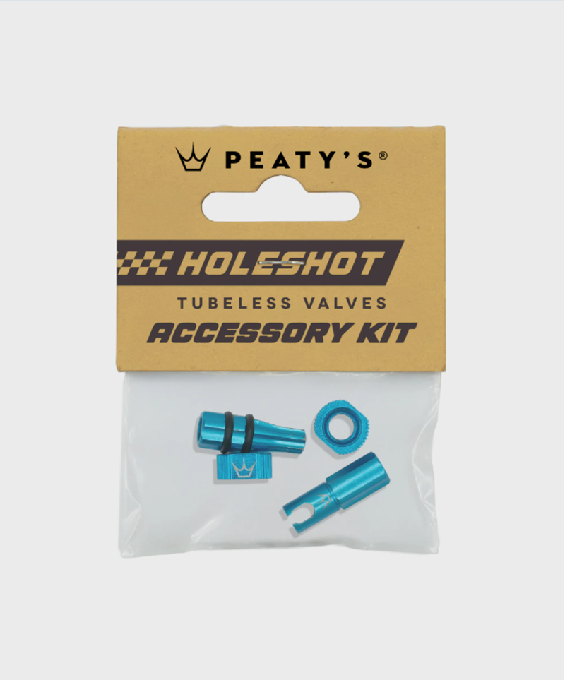 Peatys Holeshot Fast Flow Tubeless Valves Accessory Kit Turquoise