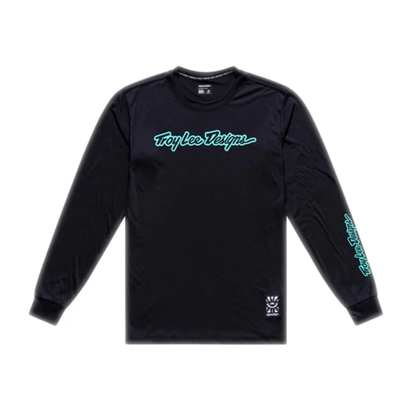 Troy Lee Designs Skyline Long Sleeve Ride Jersey Signature Black Real Teal